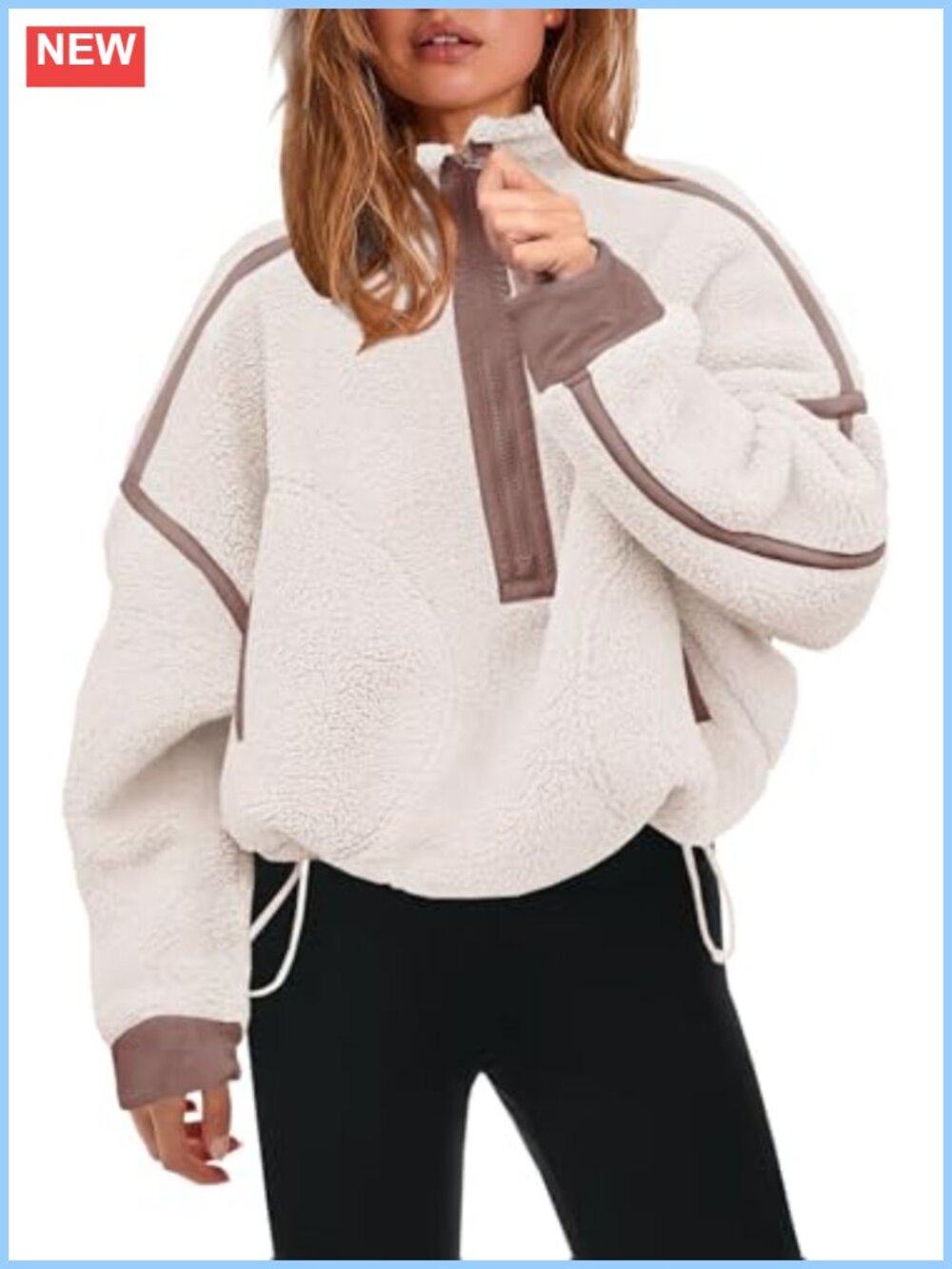 Womens Half Zip Fleece Pullover Sherpa Jacket Soft Warm